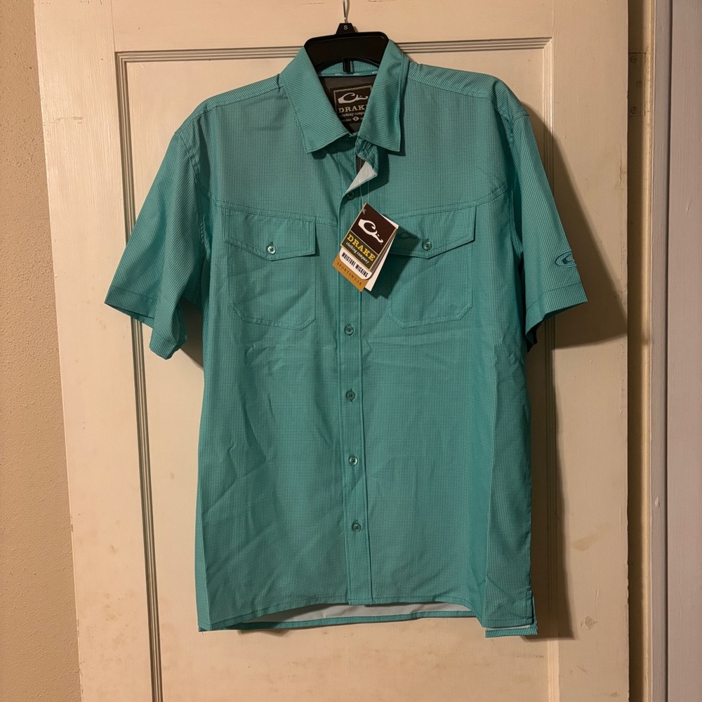 Drake Waterfowl Traveler’s Check Shirt in Ceramic Teal